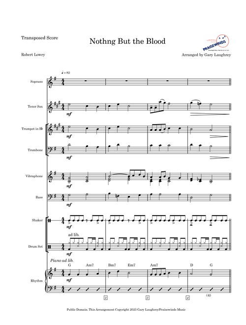 Nothing But the Blood (Arr. Gary Laughrey) - Robert Lowry (Jazz Combo)