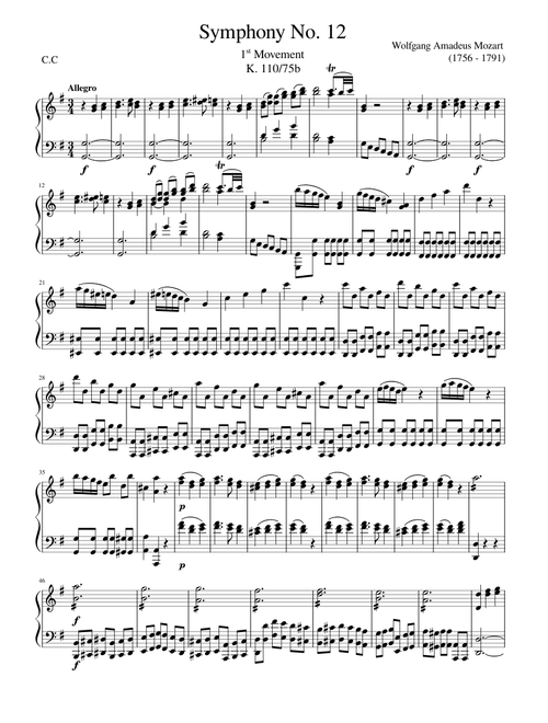 Mozart's Symphony 12 sheet music by Cursed Composer | Play, print