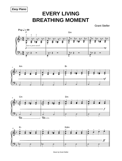 Every Living Breathing Moment - Grant Stellar (Easy Piano)