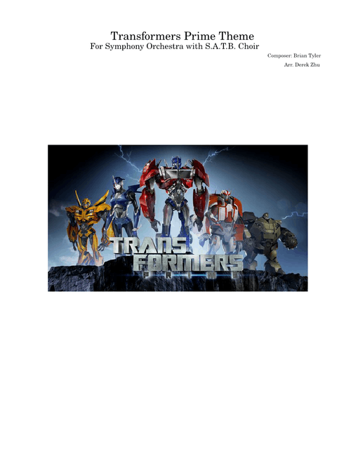 Transformers Prime Theme – Brian Tyler/ Arr. Derek Z.