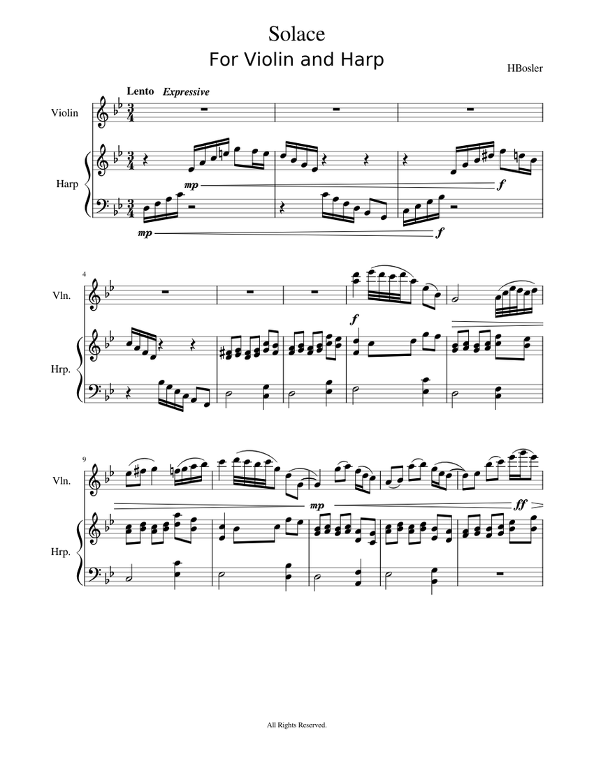 Solace For Violin and Harp Sheet music for Violin, Harp (Mixed Duet