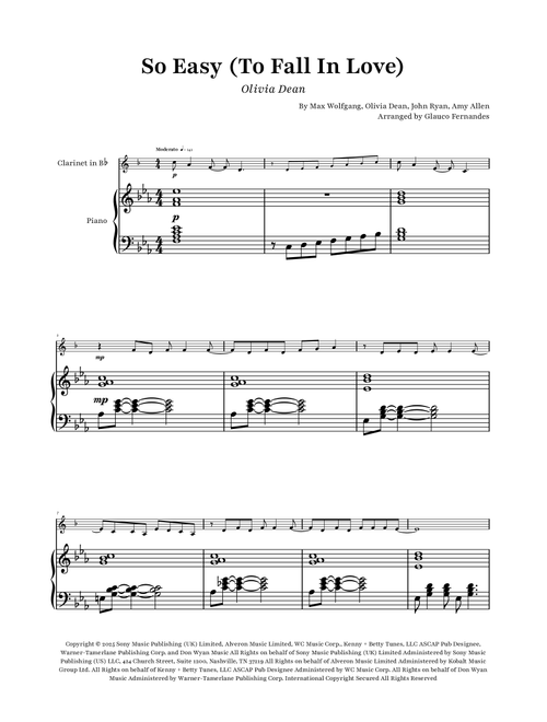 So Easy (To Fall In Love) (Arr. Glauco Fernandes) - Olivia Dean (Clarinet and Piano)