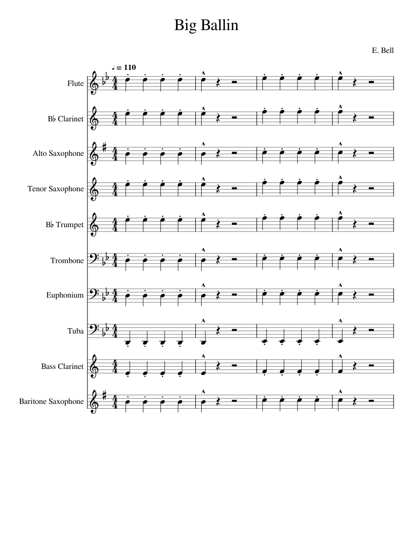 Big Ballin Sheet music for Trombone, Euphonium, Tuba, Flute & more