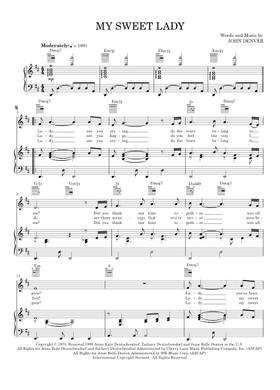 Free My Sweet Lady by John Denver sheet music | Download PDF or