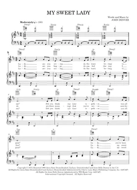 Free My Sweet Lady by John Denver sheet music | Download PDF or Free My Sweet Lady by John Denver sheet music | Download PDF or