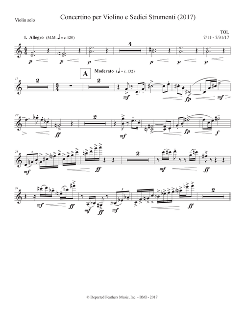 Concertino per Violino e Sedici Strumenti (2017) violin solo - Thomas Oboe Lee (Large Ensemble)