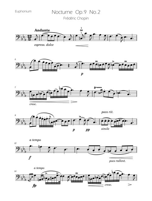 Chopin - Nocturne op.9 No.2 - Euphonium Solo (Arr. Ygor Nunes) - Fédéric Chopin (Euphonium Solo)