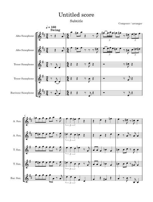 Sax AATTB Quintet sheet music by akrasax | Play, print, and