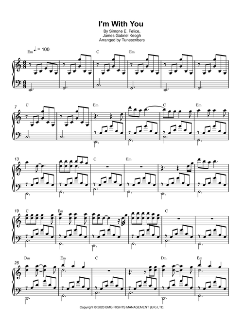I'm With You (Arr. Tunescribers) - Simone E Felice, James Gabriel Keogh (Piano Solo)