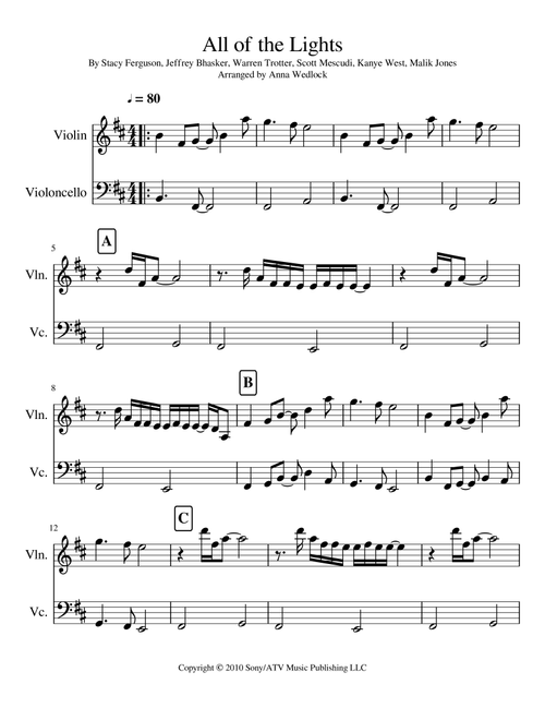 All Of The Lights (Arr. Anna Wedlock) - Kanye West (Instrumental Duet)
