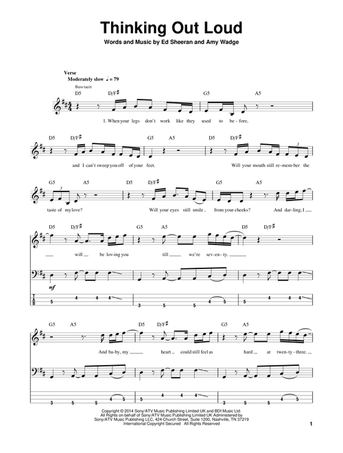Thinking Out Loud - Ed Sheeran (Bass Tab)