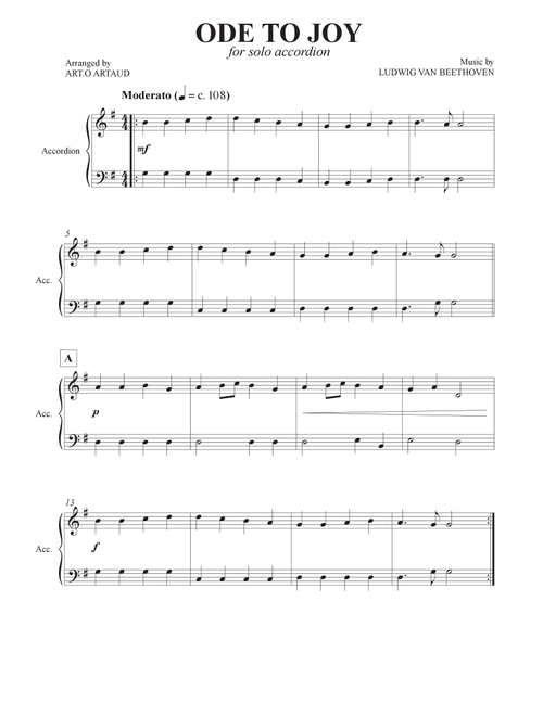 Ode to Joy (Arr. Art.o Artaud) - Ludwig van Beethoven (Accordion)