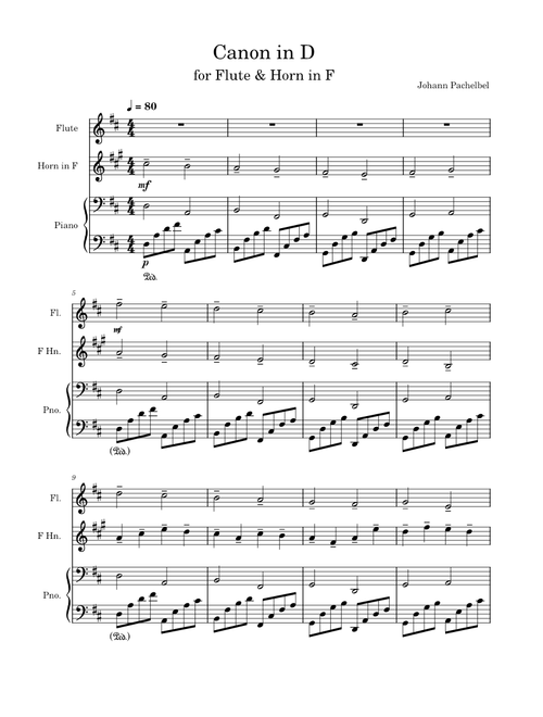 Canon in D, Pachelbel, for Horn and Flute