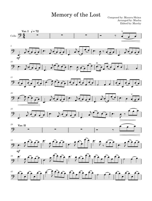 Memory of the Lost (Cello Solo)