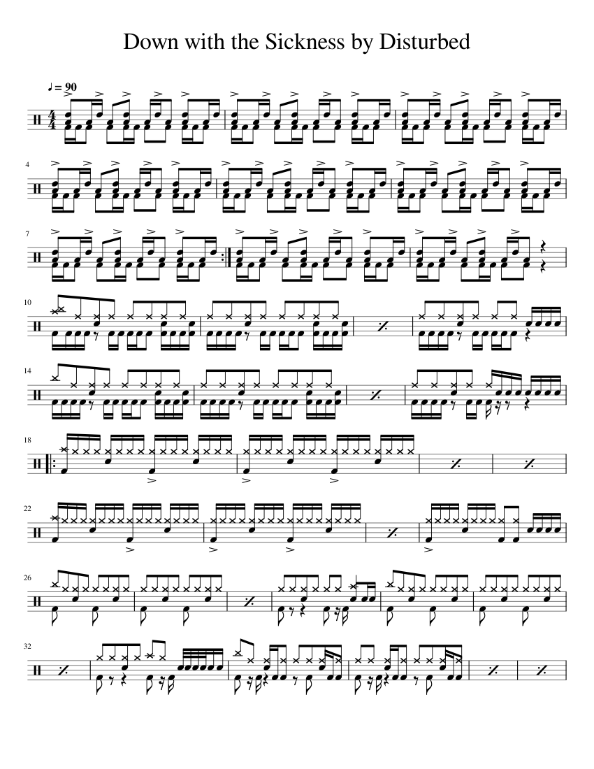 Down With the Sickness Sheet music for Drum group Solo Musescore