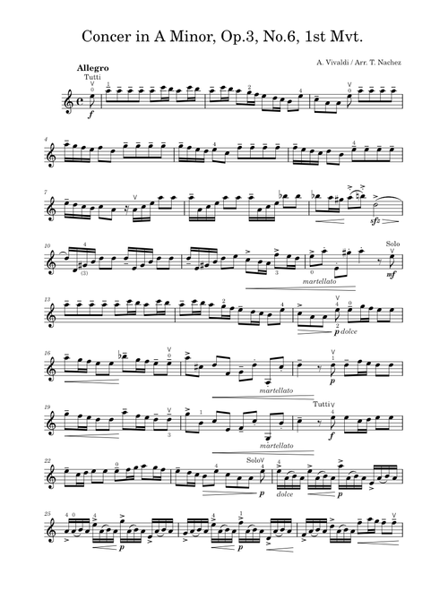 Concer in A Minor, Op.3, No.6, 1st Mvt. – A Vivaldi