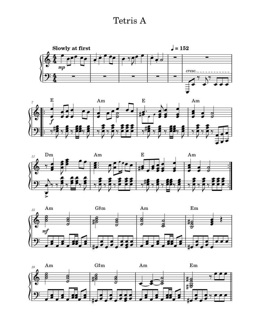 Tetris A / Tetris 99 Medley Sheet music for Piano (Solo) | Musescore.com