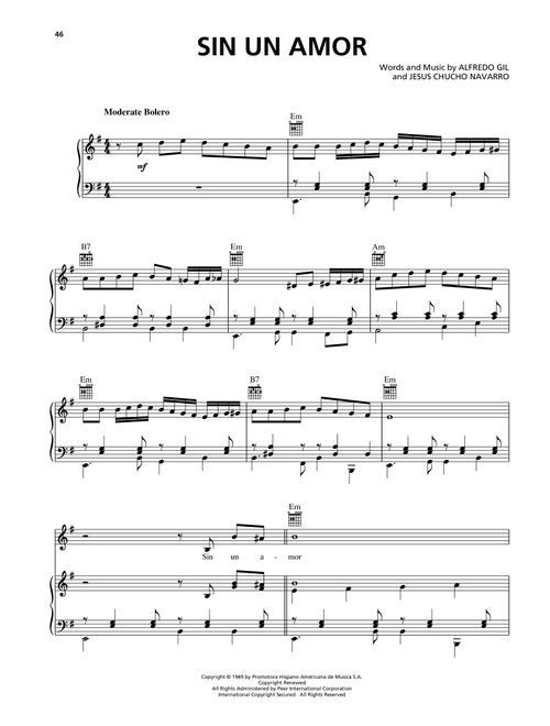 Sin Un Amor - Trio Los Panchos (Piano-Vocal-Guitar)
