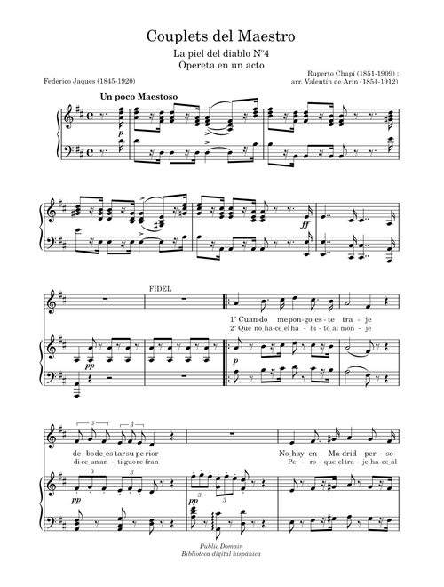 La piel del diablo Nº4 Couplets del Maestro – Ruperto Chapí