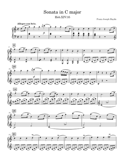Sonata in C major, Hob.XVI:35 – Joseph Haydn