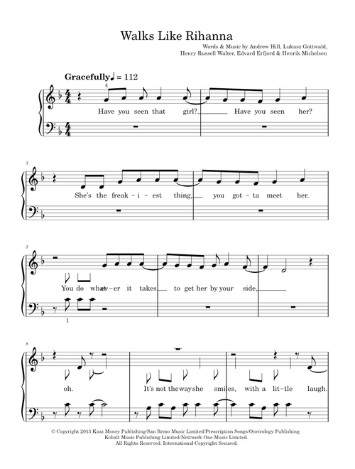 Walks like rihanna - The Wanted (Easy Piano)