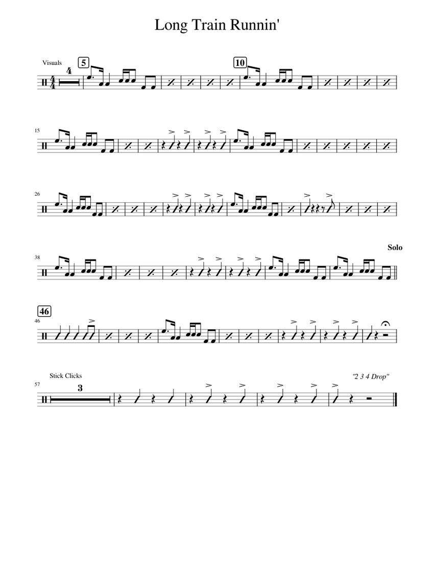 Long Train Runnin' (Bass Drum) Sheet music for Bass drum (Solo