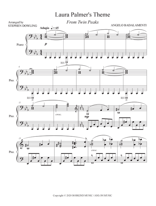 Laura Palmer's Theme (Arr. Stephen Dowling) - Angelo Badalamenti (Piano Solo)