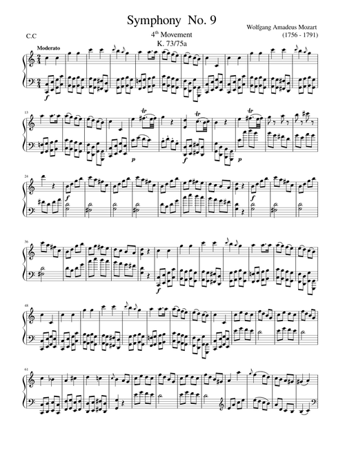 Symphony No.9 ,K.73/75a 4th Movement – Wolfgang Amadeus Mozart