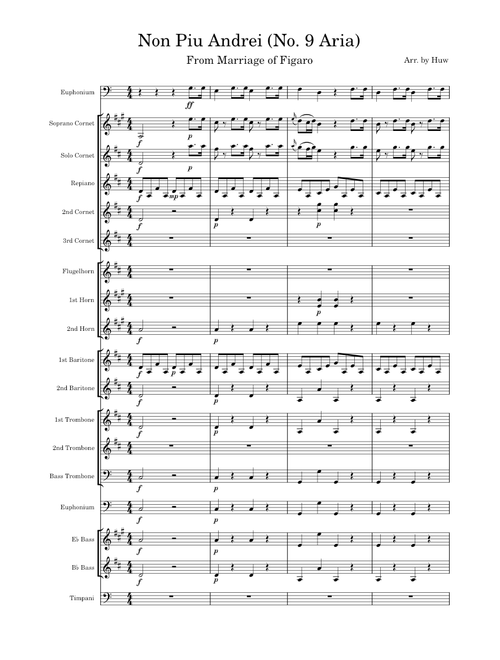 NON PIU ANDRAI – Wolfgang Amadeus Mozart Non Piu Andrei (No 9 Aria) Marriage of Figaro for Brass Band