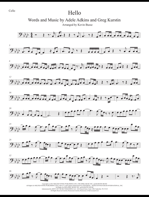 Hello (Arr. Kevin Busse) - Adele (Cello Solo)