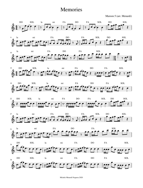 Memories Maroon 5 for flute with chords