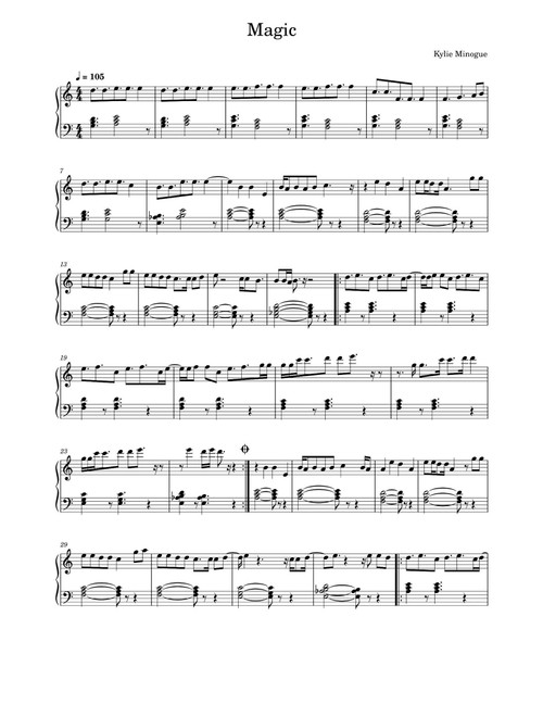Magic (Arr. Kylie Minogue) (Piano Solo)