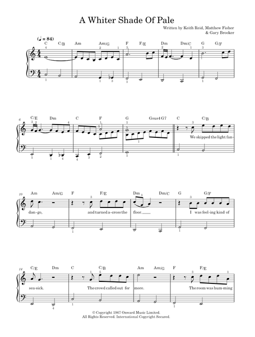 A Whiter Shade of Pale - Procol Harum (Easy Piano)