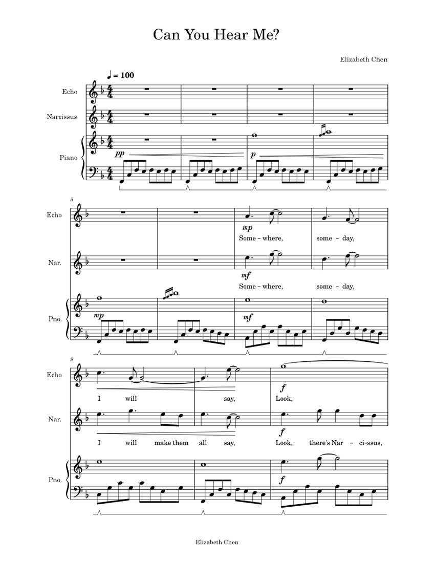 Can You Hear Me? Sheet music for Piano, Flute, Violin (Mixed Duet)