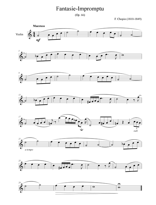 Fantaisie-Impromptu (Op. 66) - for violin solo (Arr. Passoni Music) - Fréderic Chopin (1810-1849) (Violin Solo)