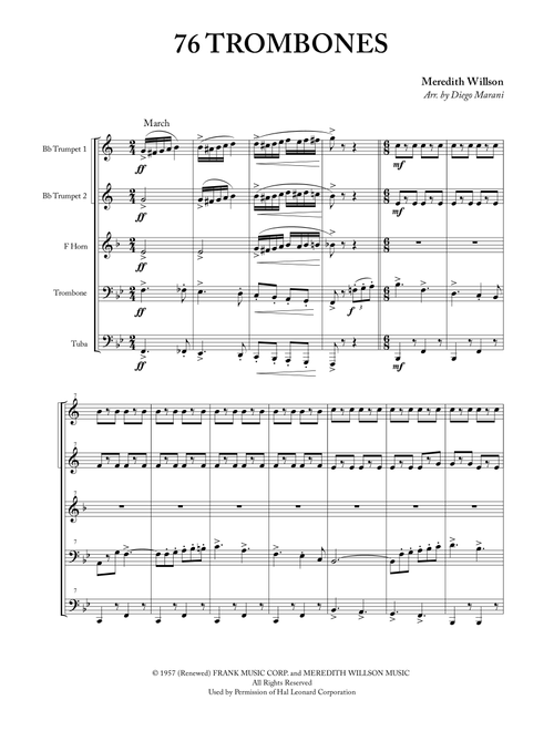 Seventy Six Trombones (Arr. Diego Marani) - Meredith Willson (Brass Ensemble)