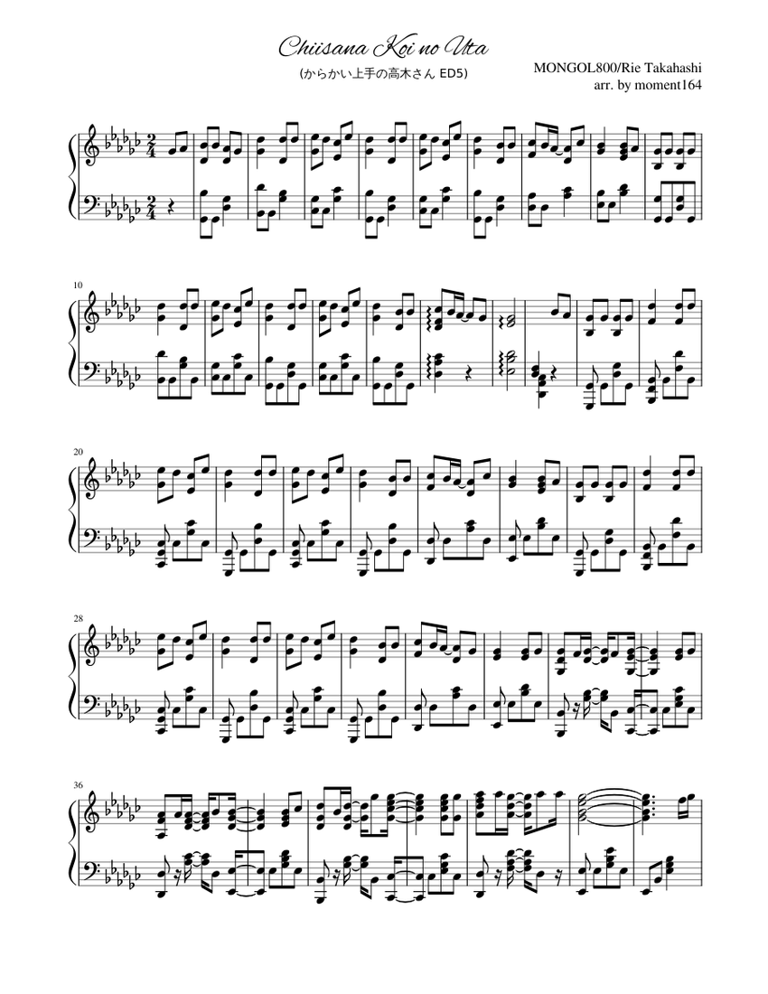 Chiisana Koi no Uta (小さな恋のうた) Sheet music for Piano Chiisana Koi no Uta (小さな恋のうた) Sheet music for Piano