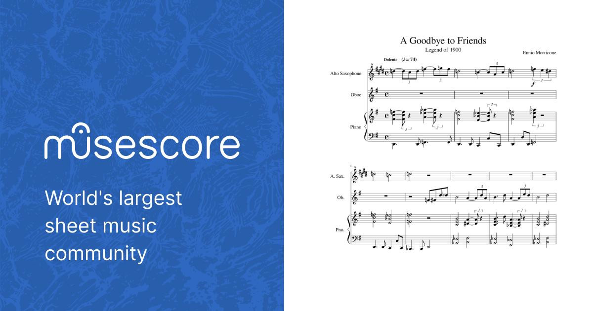 A Goodbye to Friends Sheet Music for Piano, Oboe, Saxophone