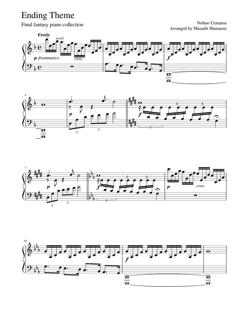 Ending Theme Final Fantasy X Sheet music for Piano (Solo)