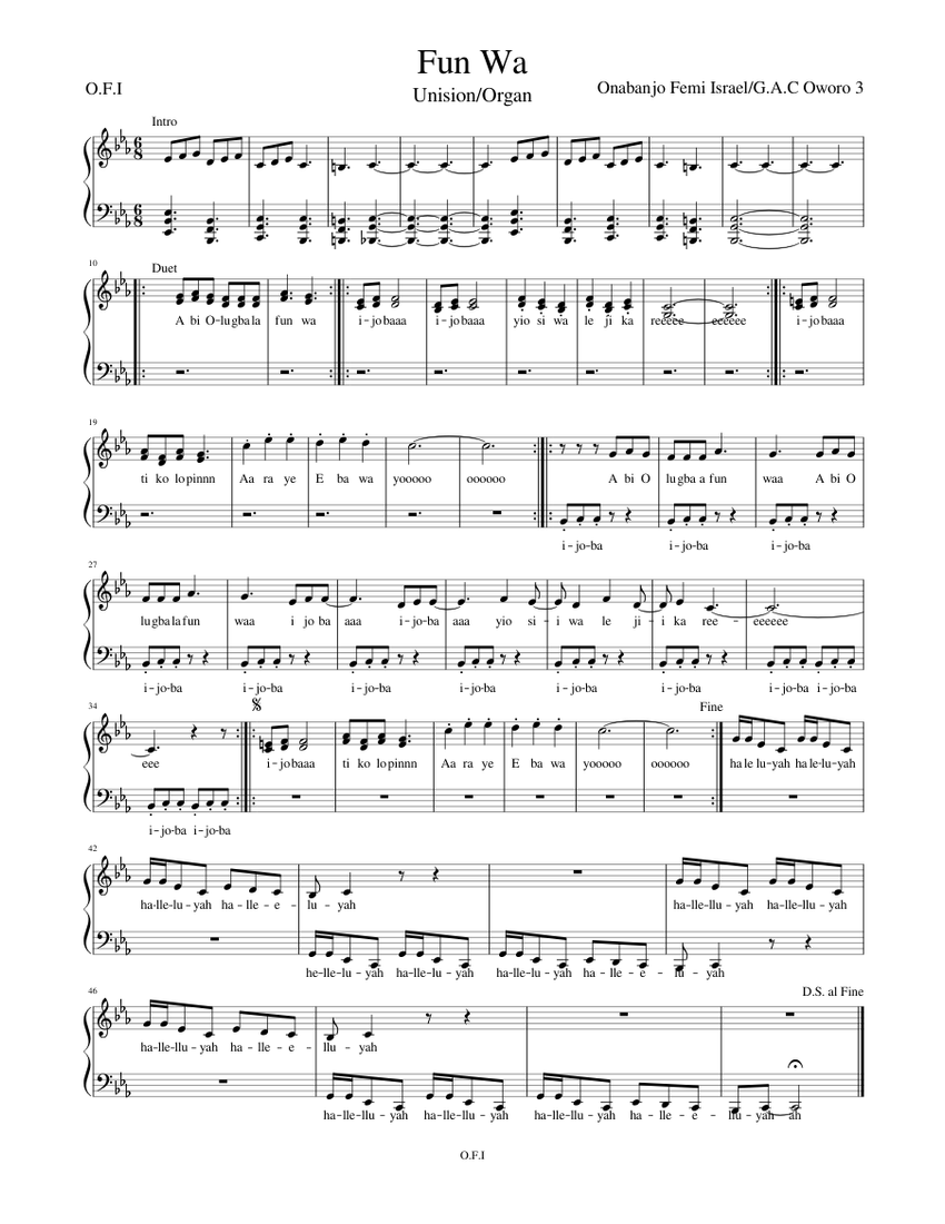 Fun Wa Fun Wa Sheet music for Organ (Solo) | Musescore.com