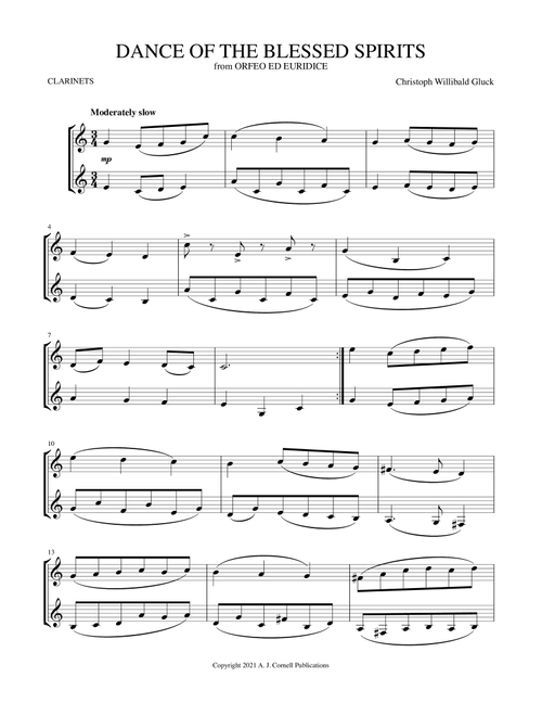 Dance of the Blessed Spirits (from Orfeo ed Euridice) (Arr. Mark Phillips) - Christoph Willibald Gluck (Clarinet Duet)