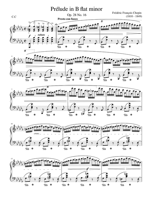 Chopin - Prelude Op.28 No.16 in B flat minor – Frédéric Chopin