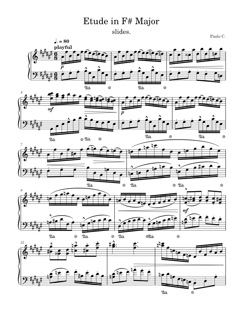 Etude in F# major - Slides | Piano Solo Sheet Music for Piano (Solo ...