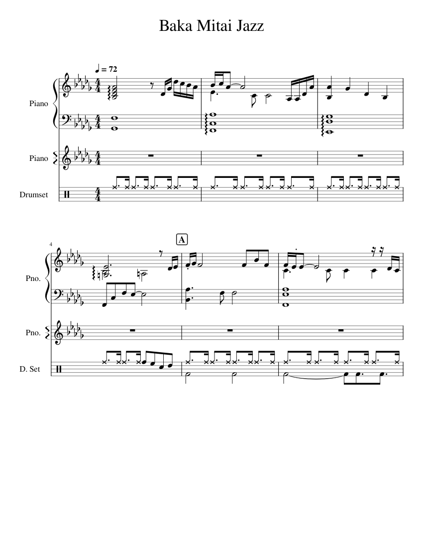 Baka mitai Jazz Bar Theme Yakuza 5 Sheet music for Piano Drum group Mixed Trio Musescore