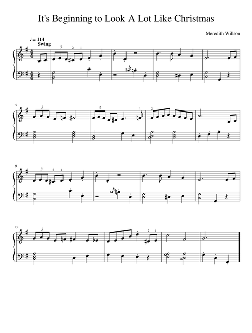 It's Beginning to Look A Lot Like Christmas (beginner piano)