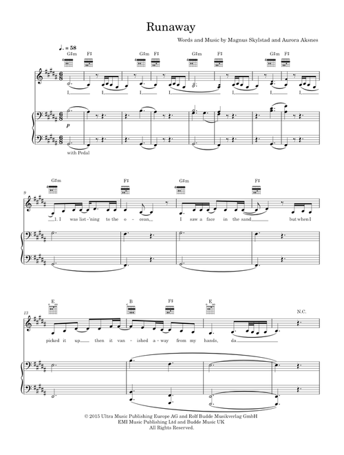 Runaway - AURORA (Piano-Voice)