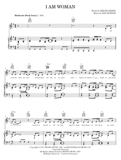 I am woman - Helen Reddy (Piano-Vocal-Guitar)