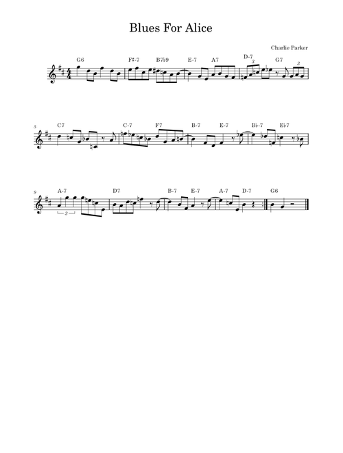 Blues for alice – Charlie Parker Blues For Alice(Bb)