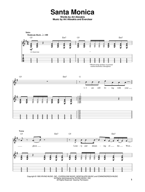 Santa Monica - Everclear (Guitar Tab Play-Along)