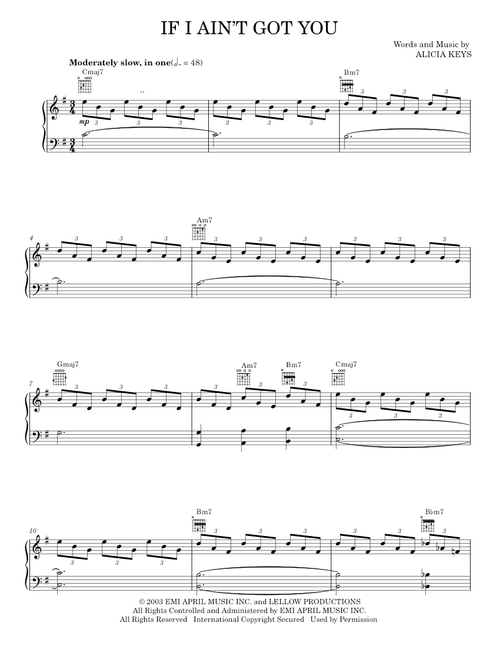 If I Ain't Got You - Alicia Keys (Piano-Vocal-Guitar)